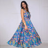 Blue Floral Flared Maxi Dress
