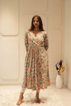 Floral Printed Anarkali-Style Kurta with Gathered Waist