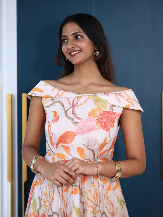 Off-Shoulder Floral Midi Dress