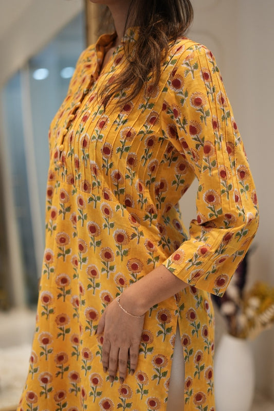 Yellow Floral Straight Kurta