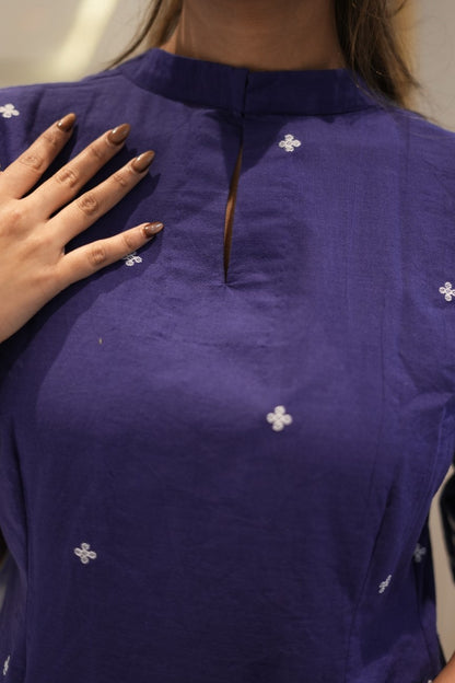 Indigo Printed Straight Kurta