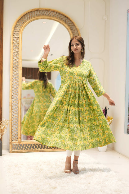 Green Floral Anarkali Kurta