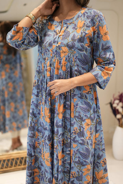 Blue Floral Anarkali Kurta