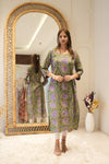 Olive Green Printed Straight Kurta