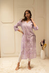 Lavender Floral Printed Straight Kurta
