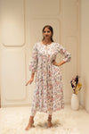 Ivory Floral Printed Anarkali Kurta