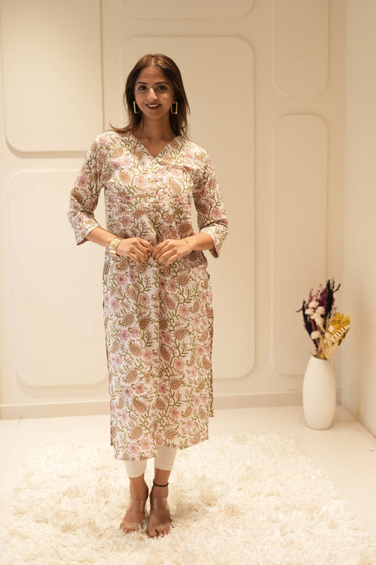 Printed A-line Kurta with Empire Waist