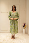 Green Floral Printed Straight Kurta