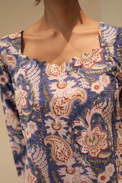 Indigo Paisley Printed Straight Kurta