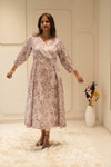 Lilac Floral Wrap-Style Anarkali Kurta