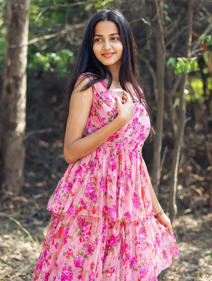 Blush Bloom Tiered Maxi Dress