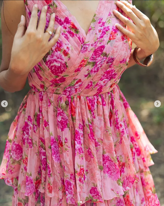 Blush Bloom Tiered Maxi Dress