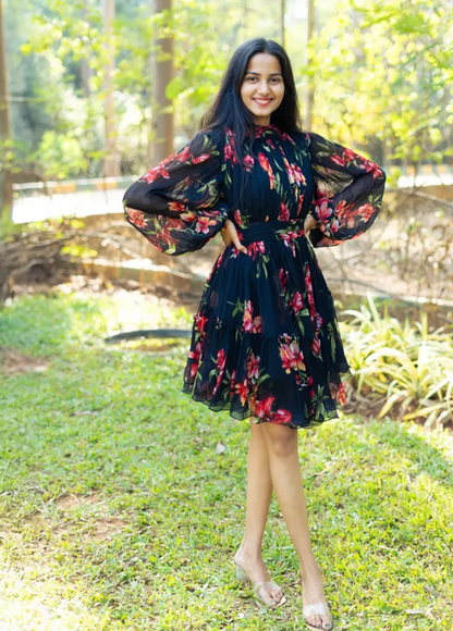 Midnight Bloom Midi Floral Dress