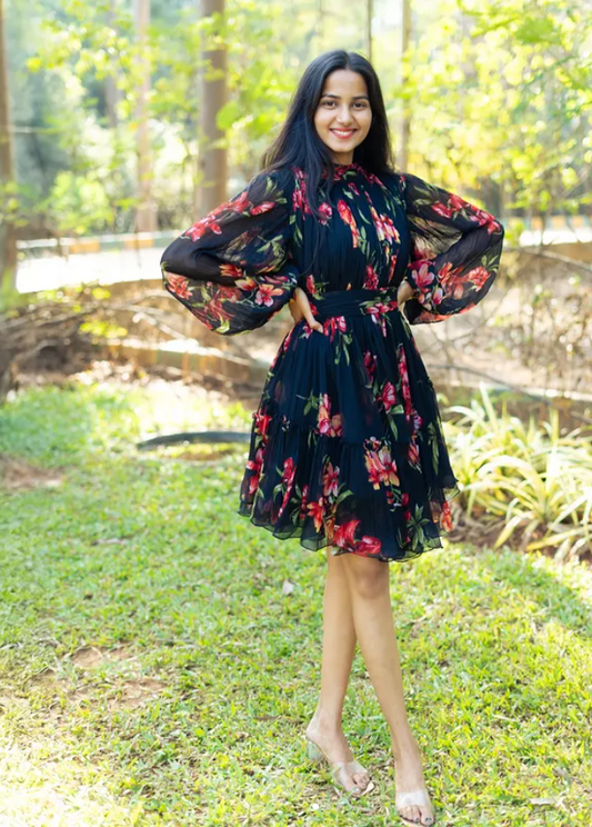 Midnight Bloom Midi Floral Dress