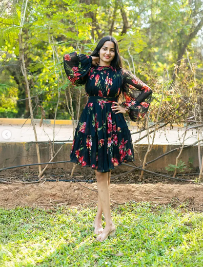 Midnight Bloom Midi Floral Dress