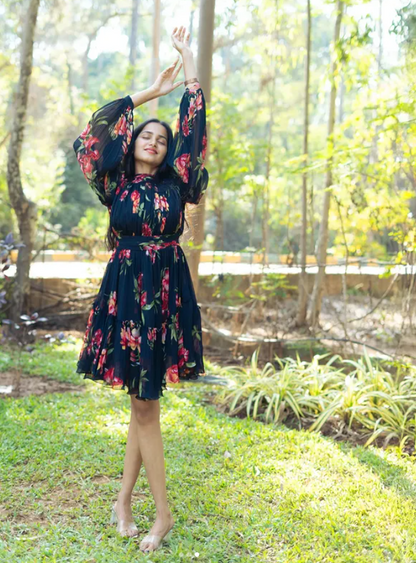 Midnight Bloom Midi Floral Dress